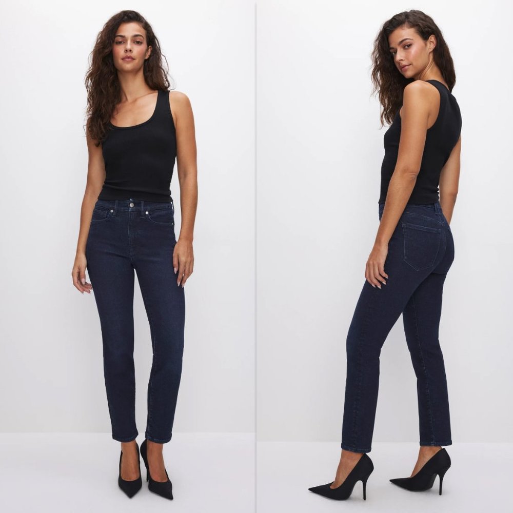 Good American Always Fits Good Legs Cigarette Jeans - Blue004